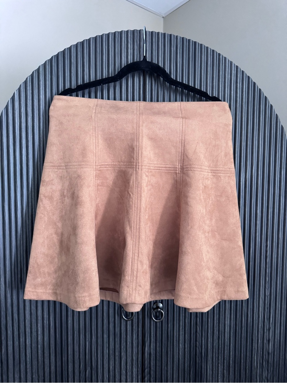 Faux Suede A-Line Swing Skirt